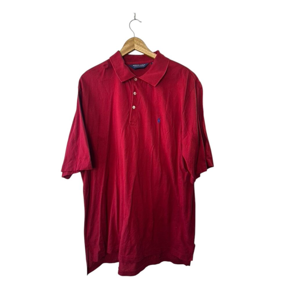 Polo GOLF Ralph Lauren Red 100% Pima Cotton Short Sleeve Polo Shirt Men's XL